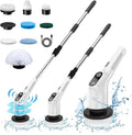 APLUSH Electric Spin Scrubber Cordless Cleaning Brush Scrubber for Home 8 Replaceable Brush Heads Shower Scrubber with Adjustable Extension Handle for Cleaning FloorsBathtubsTiles Sink