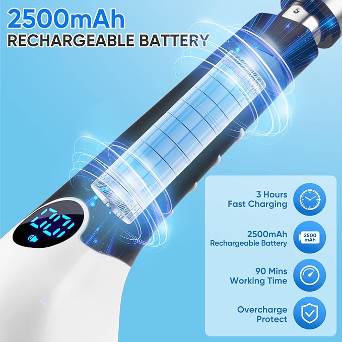 Electric Spin Scrubber Cordless Cleaning Brush Power Shower Scrubber Long Handle Extendable Handheld Electric Scrubber for Bathroom Floor Tub Tile with 8 Replaceable Brush Heads &amp Hook