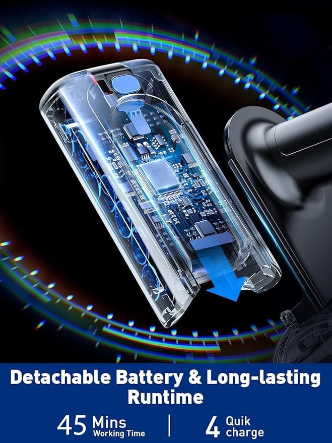 Cordless Vacuum Cleaner 8 in 1 Powerful Suction Lightweight Vacuum Cleaner for Home LED Display 3 Suction Modes 45Mins Detachable Battery Vacuum for Hard Floor Carpet Pet Hair