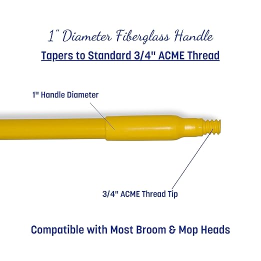 SPARTA 48 Fiberglass Replacement Handle with 3/4 Acme Thread Tip Polyester Veil Reinforced Hanging Cap Commercial Cleaning Yellow