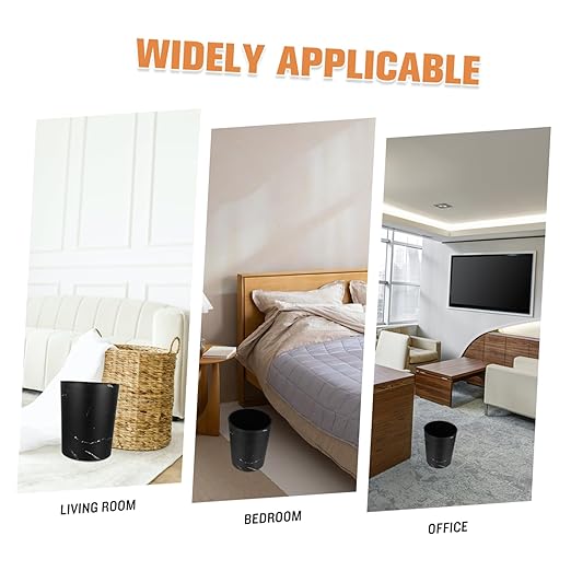 Ciieeo Recycle Bin Round Plastic Trash Can Marble Pattern Large Capacity Wastebasket for Home Office