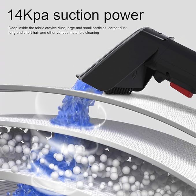 Portable Carpet Cleaner 14Kpa 500W Powerful Steam Cleaner Fabric Deep Machine 21.33ft Range for Rugs Stairs Cars Room Home and Pet