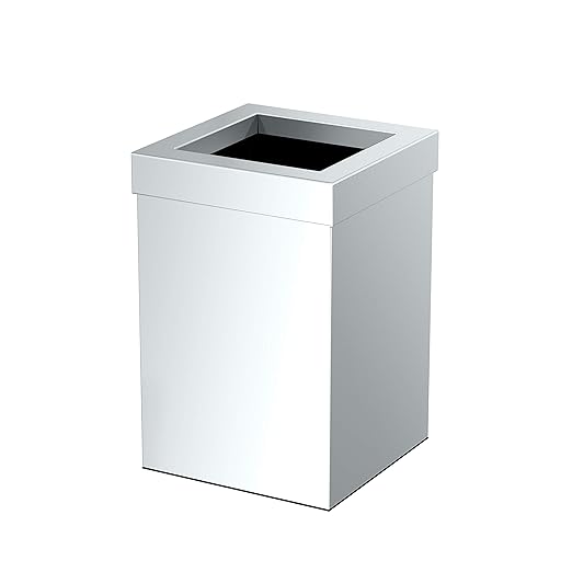 Gatco Small Bathroom Trash Can With Lid Square 3 Gallon Stainless Steel Wastebasket Under Sink Chrome For Bathroom Bedroom Office (1913)