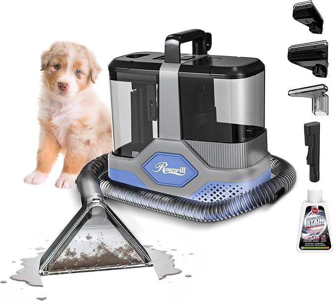 Rosewill Multi-Purpose Portable Carpet and Upholstery Cleaner with 74.4 oz Large Water Tank Self Cleaning Powerful Suction 17 KPa Spot Cleaner 600W Motor 4 Tools for Pets Car Couch and Stairs