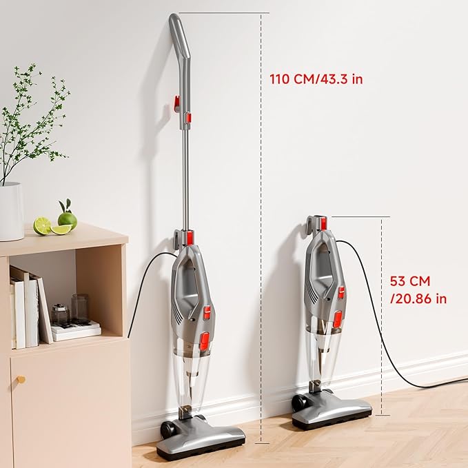 KIKETECH Cord Vacuum Cleaner Powerful Stick Vacuum with 45Mins Runtime 8 in 1 Vacuum Cleaners1.7 L Dust Cup Rechargeable Vacuum Pet for Hair Carpet HardfloorGrey (Grey)