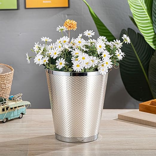 Metal Flower BucketHandcrafted Metal Wastebasket Trash Can high Value Light Luxury Japanese Style Trash Basket for Weddings Home Table Centerpiece