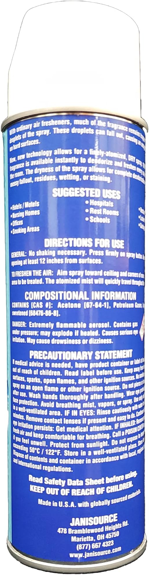 JaniSource Fresh Linen Air Freshener 10 oz Aerosol (12 Case of 12)