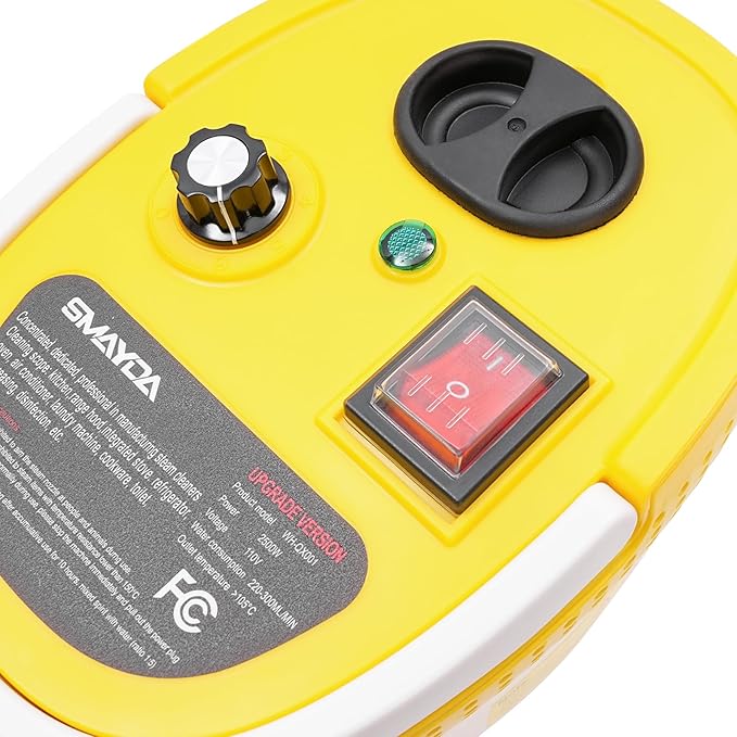 110V 2500W Portable Steam Cleaner High Temp High Pressure Compact Cleaning Machine Handheld Steam Cleaner with 3 Brushes for Home Kitchen Garage Garden (Yellow)