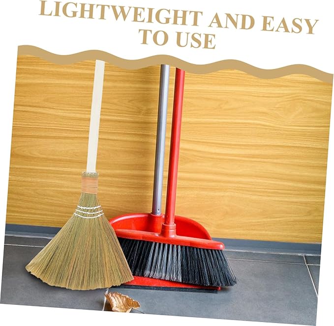 2pcs Natural Grass Material Handmade Soft Bristle Broom for Home Cleaning Sweep Straw Indoor