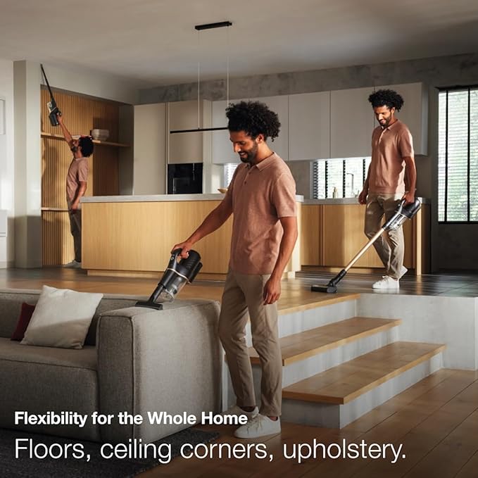 Miele Duoflex Total Care Vacuum Cleaner Cordless and Bagless Multi-Use Multi-Floor Flexible Stick Vacuum with 4 Attachable Brushes and Accessories in Obsidian Black / Rose Gold