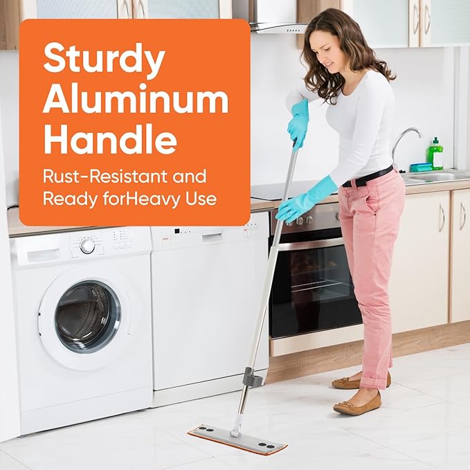 Superio 2 Pack Self-Wringing Microfiber Cleaning Mop Hands-Free Miracle Flat Mop with Wringing Blade for Home Kitchen Bathroom - Hardwood Laminate Tile