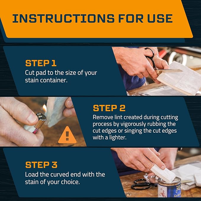 MāKRS Stain Pad Cut-to-Size Staining Pads 2-Pack Lint Snag Streak-Free Applicator Micro Brush Material Wood Stains and Oil Based Finishes Easy to Use with Consistent Application