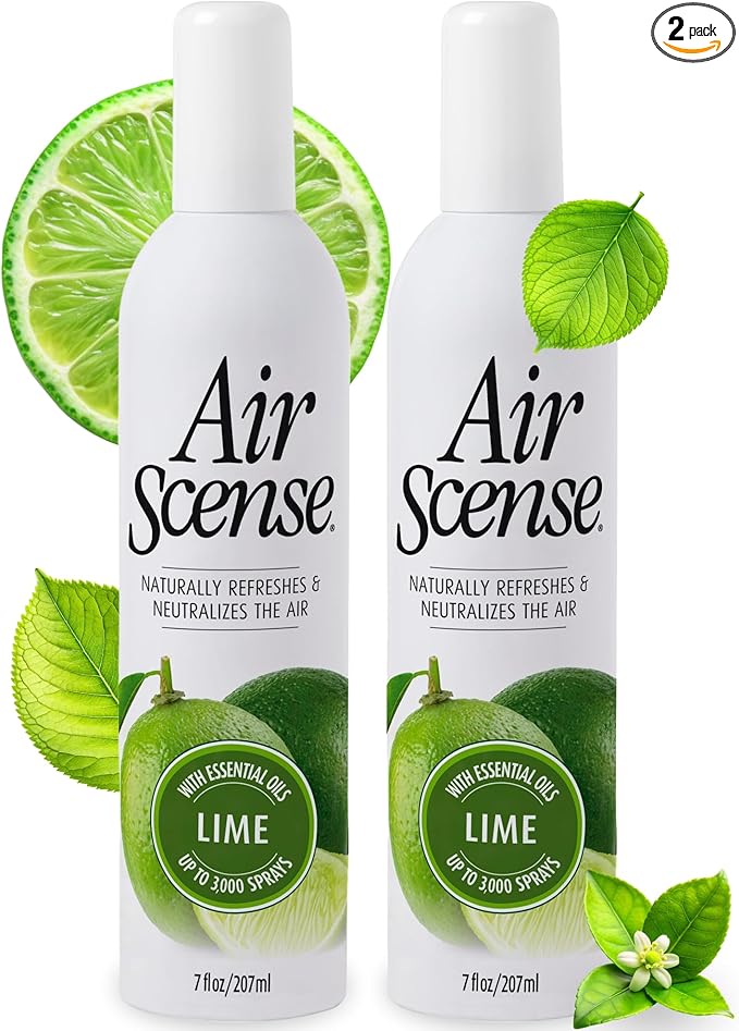 Air Scense Air Freshener Deodorizer Room Spray for Bathroom &amp Home Essential Oils Natural Lime- 7 fl oz (2-Pack)