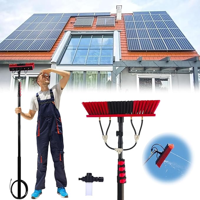3.6m - 6m Washing Kit: Water-fed Brush Soap Dispenser Window Cleaning Pole Water Fed Telescopic Brush Window Cleaner Equipment55cm Brush Head6M