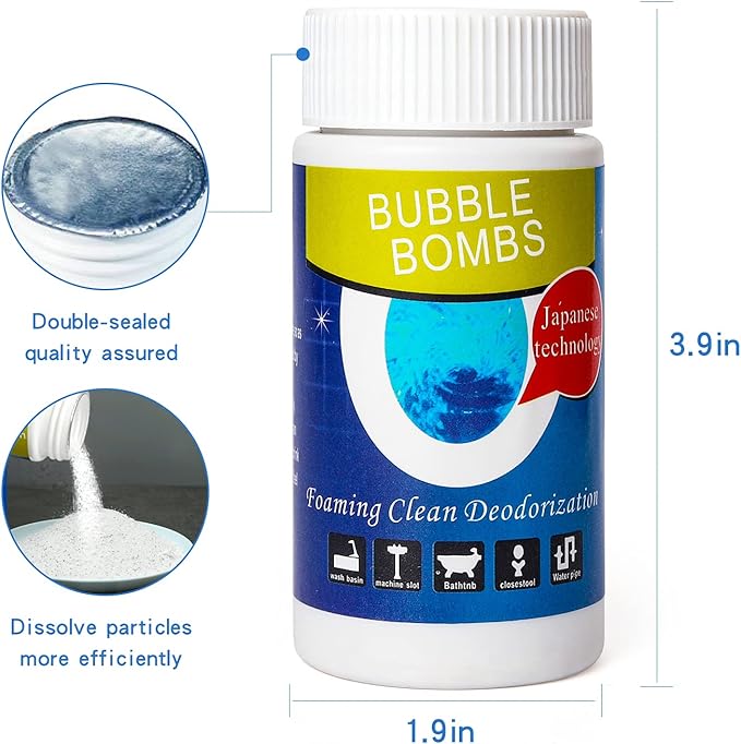 4pcs Bubble Bombs Drain Cleaner Quick Dredge Pipeline Powerful Sink Drain Cleaner Magic Fast Foaming Pipe Dredge Powder for Kitchen Toilet Pipeline Quick Cleaning Tool （120g*4）