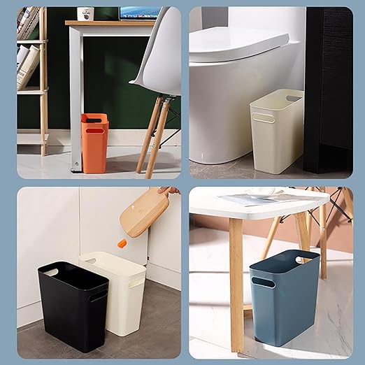 2.4 Gallon Slim Trash Can Small Plastic Wastebasket for Bathroom Office Kitchen Narrow Space Under Sink or Desk (Orange)