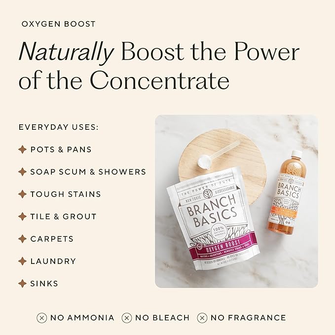 Branch Basics Ultimate Starter Kit: Natural All Purpose Cleaner Glass Bathroom Foaming Hand Wash (4 Plastic Bottles + Concentrate + Oxygen Boost) Laundry Detergent Plastic-Free Dishwasher Tablets