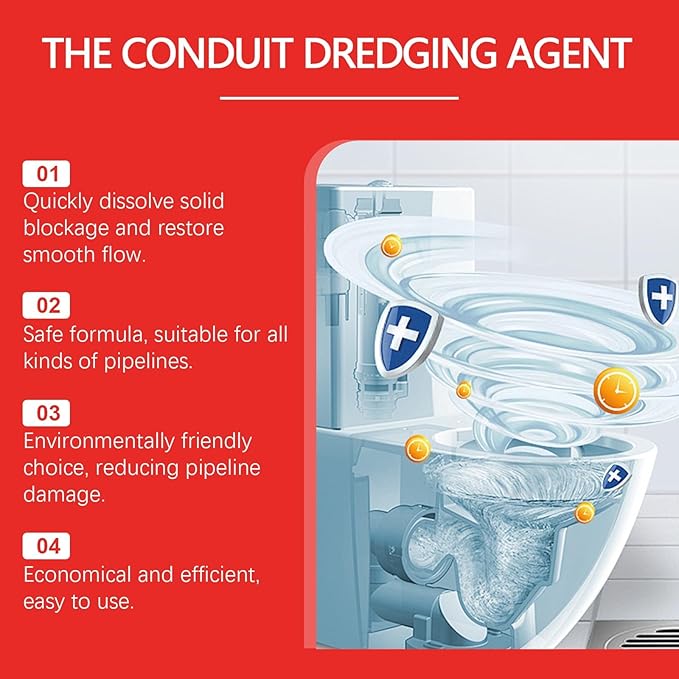 Pipe Dredge Agent - Fast-Acting Drain Cleaner for Grease Hair &amp Food Residue Eliminates Clogs &amp Odors(2PCS)