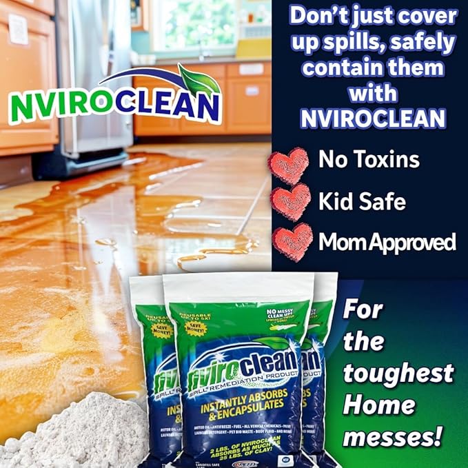 2 LB (Pack of 3) - Absorbs up to 96 LBS! Super Absorbent &amp Encapsulant for Home Cleanup Kit - Quick Fix for Kitchen Spills Pet Messes &amp Household Accidents