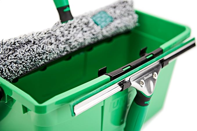 Unger QB12B Bucket 12 litres for Washers up to 35 cm Wide with Litre Scale Including Strainer as Shelf Rectangular Shape