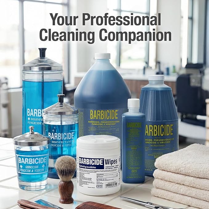 BARBICIDE Half Gallon Disinfectant Concentrate | EPA-Registered Hospital-Grade Germicide for Salons &amp Barbershops | Anti-Rust Solution for Shears Combs &amp Professional Tools | EPA-Registered