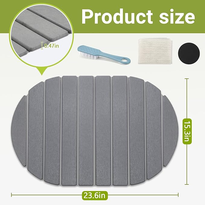 Quick Dry Stone Mat Stone Drying Mat for Kitchen Counter Large Dish Drying Mat - Diatomaceous Earth Dish Drying Mats Modern Fast Dry Pad for Bathroom 24x16 DarkGray