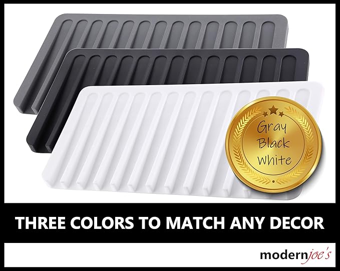 Self-Draining 2 in 1 Silicone Drying Mat and Trivet by Modern Joe's. Premium Space Saving Dish and Glassware Silicone Mat. Made from Food-grade Dish Washer Safe and Heat Resistant (Black)