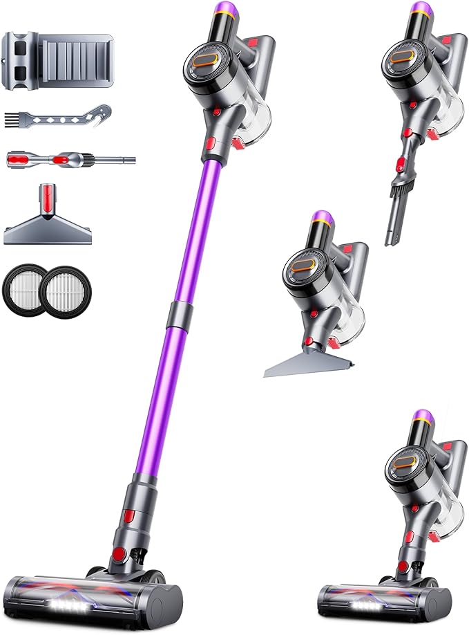 Cordless Vacuum Cleaner 550W 45Kpa Vacuum Cleaners for Home 60Mins Cordless Stick Vacuum with LED Display Self-Standing &amp Anti-Tangle 8-in-1 Wireless Vacuum for Carpet Pet Hair Hardfloor