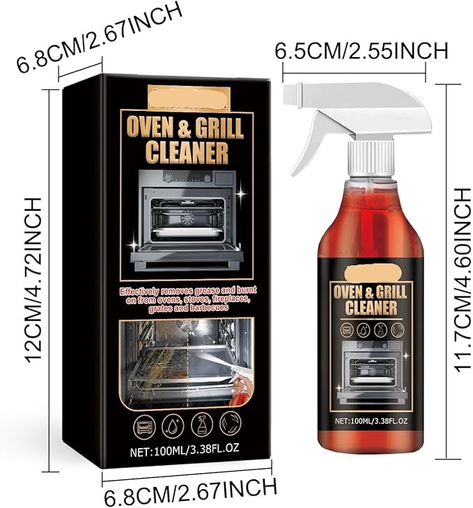 Oven Grill Foam Cleaner - Heavy Duty Degreaser &amp Deodorizer For Ovens Removes Grease Odors &amp Stains Effortlessly(3PCS)