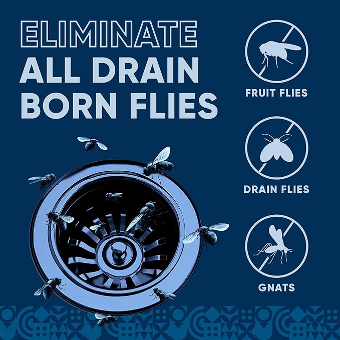 Fruit Fly Drain Treatment | Drain Fly Eliminator | Eliminates Gnats Sewer Flies and More - Works in All Drains - 128 Fl Oz w Fly Finder