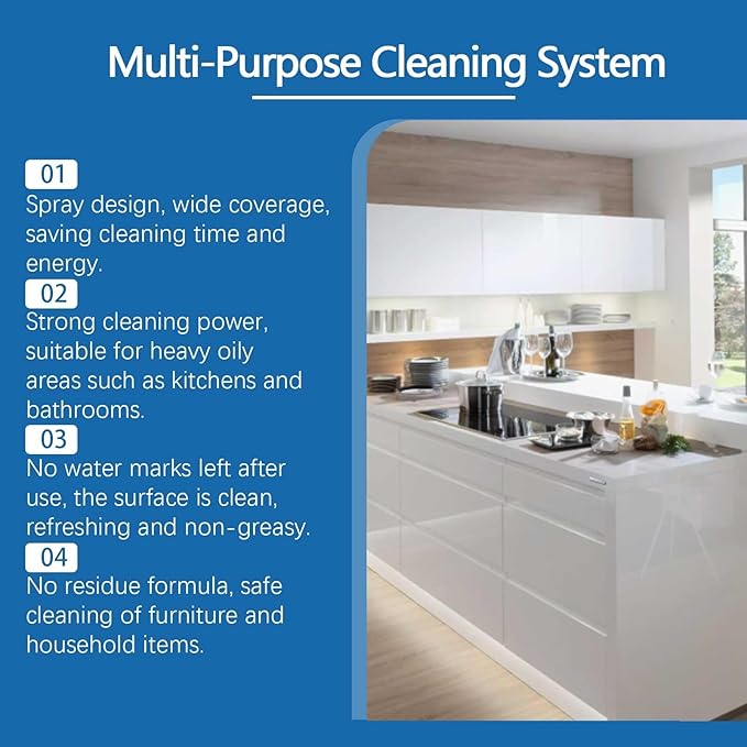 Kitchen Grease Cleaner Heavy Duty Foam Degreaser For Home - Multi-Surface Use On Plastic Tile(2PCS)