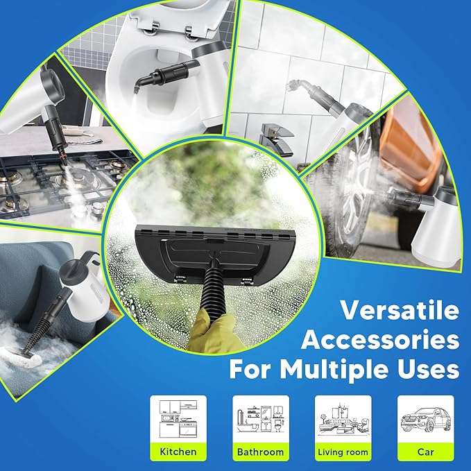 Handheld Steam Cleaner 15s Fast Heating Pressurized Steam Cleaner for Home with 10 psc Accessories Portable Steamer for Cleaning with Safety Lock for Home Kitchen Cleaning Appliance Surfaces
