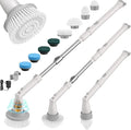 Sweepulire Electric Spin Scrubber SW1 Shower Scrubber with Long Handle 2 Spin Speeds Electric Bathroom Scrubber with 8 Replacement Heads Bath Tub Cleaner Brush for Floor Tub Shower Tile