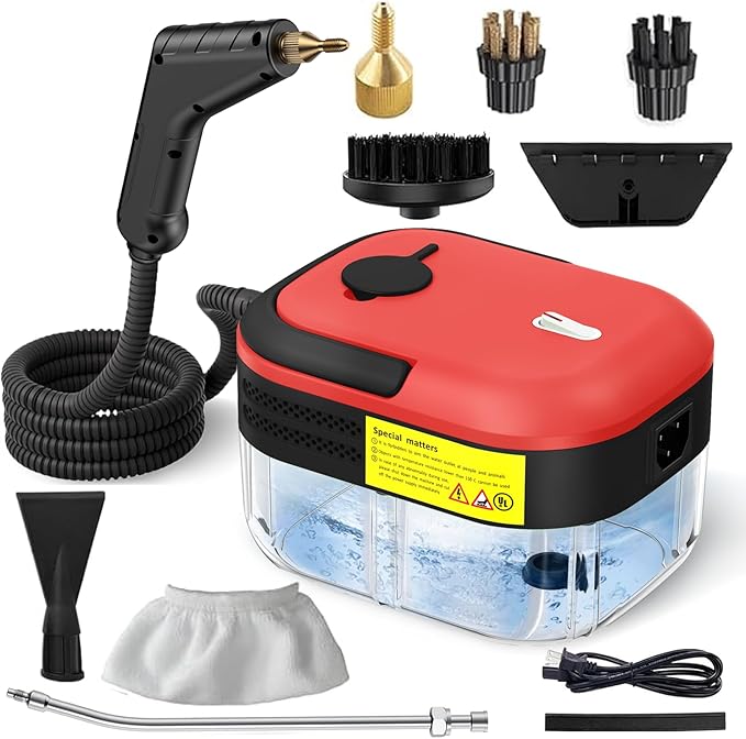 2500W Steam Cleaner for Home &amp Car 15s Heat-Up Handheld Steamer for Cleaning 1.2L Portable High Steam Cleaners 6-Level Steam Control with 14 pcs Accessories Kit for Car Floors Couches Grout