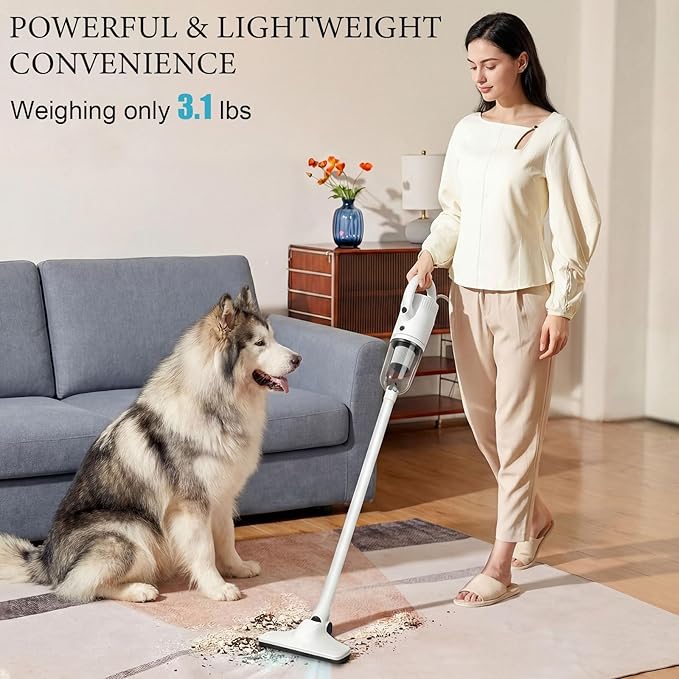 Lightweight Corded Stick Vacuum Cleaner 2-in-1 Handheld Vacuum with Floor Brush &amp Crevice Tool 13 ft Power Cord HEPA Filter Ideal for Apartments Dorm Rooms and Everyday Home Cleaning