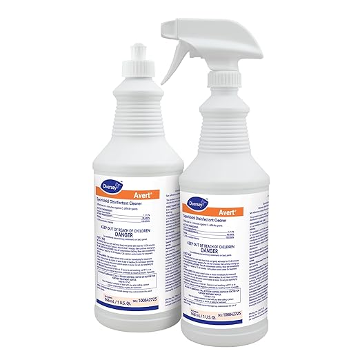 Diversey 100842725 Avert Sporicidal Disinfectant Cleaner Hospital Grade Kills C. Difficile Spores Ready-to-Use Liquid Spray 32-Ounce (Pack of 12)