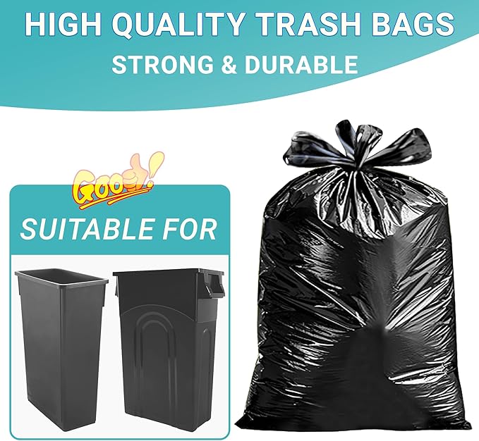 23 Gallon Trash Bags with 4 Innovative Flap Ties 120 Count 1.1 Mil THICK Heavy Duty Compatible with Rubbermaid &amp Winco &amp United Solutions 23 Gallon Slim Jim Slender Trash Can Tear &amp Leak R