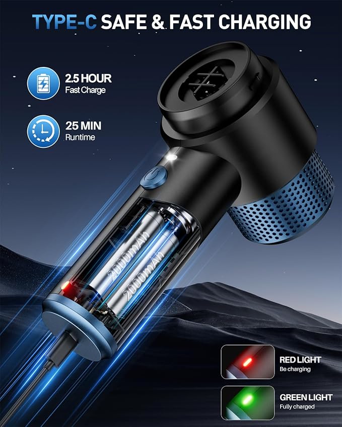 EYYA Handheld Car Vacuum Cleaner Cordless 15000PA High Power Vacuum &amp Air Duster 4-in-1 Portable Mini Vacuum with LED Light Hand Held Vacuum Cleaner for Car Home Office