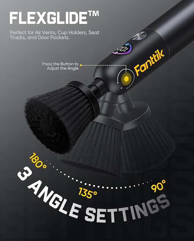 Fanttik Flip G10 Nano AutoCare Cordless Electric Scrubber Dual-Speed with 8 Brush Heads Adjustable Angle &amp Smart Display IPX7 Waterproof for Deep Car Cleaning