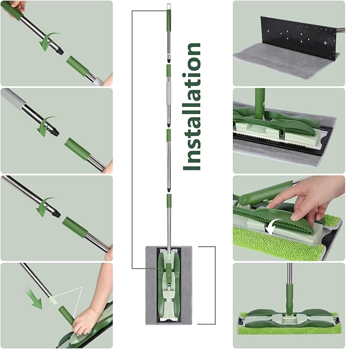 Microfiber Mops for Floor CleaningMasthome Professional Floor Mops with Washable Pads 4pcsWet Dry Use Flat Mop with 59'' Long Stainless Steel Handledust mop for Hardwood Floors Suitable Office Home