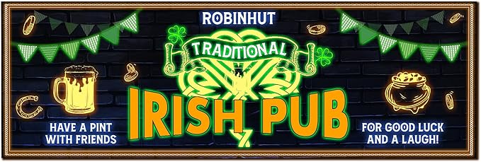 THUYPT Personalized Irish Bar Mat St Patrick's Day Decorations Kitchen Counter Irish Bar Dish Drying Mat Patrick's Lucky Shamrock Quick Drying Spill Mats (08)