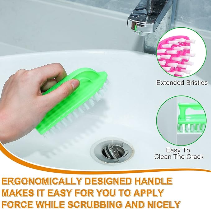 Eaasty 48 Pack Cleaning Brush Scrub Brush with Comfortable Grip Stiff Bristles Dish Scrub Brush Kitchen Scrub Brush Household Carpet Brush for Bathroom Shower Sink Floor Bathtub Tile 4 Colors