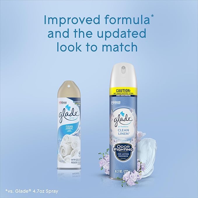 Glade Air Freshener Room Spray Clean Linen 8.3 oz 6 Count