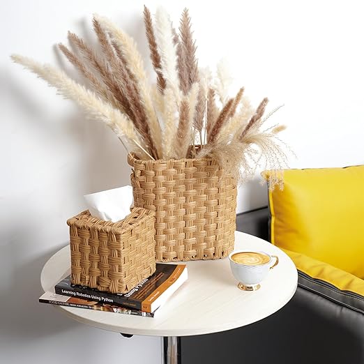 Wicker Waste Basket with Built-in Handles Multifunctional Mini Basket for Home and Office Compact Design and Durable Construction with Fine Artisanal Craftsmanship