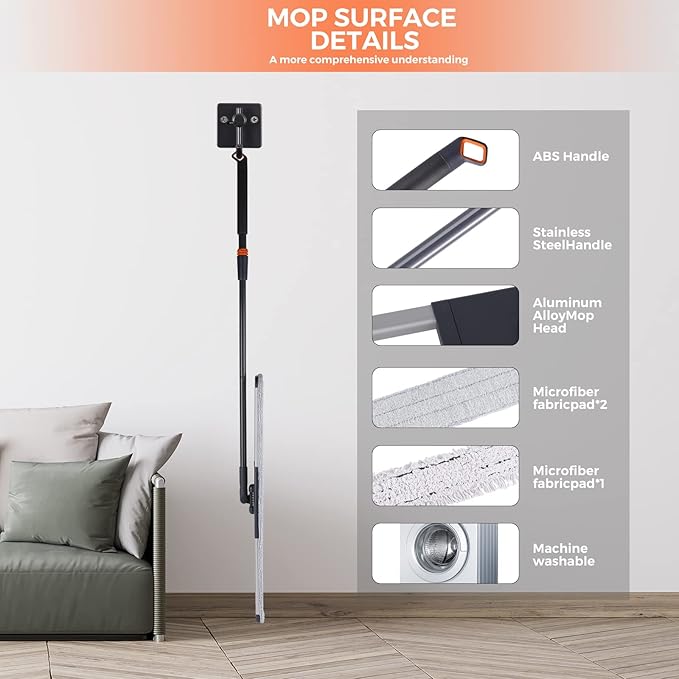 36 Large Wrestling mat mop Commercial Dust Mops for Floor Cleaning Push mop with Adjustable Handle for Company Hotel Household Cleaning Supplies