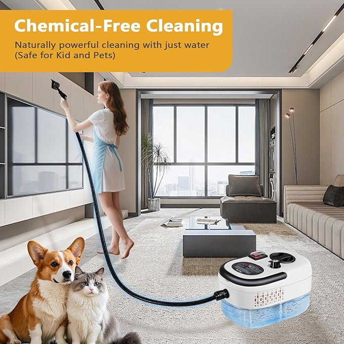 Steam Cleaner Handheld with 1200ml Large Water Tank High Pressure Steamer for Floors Upholstery Grout Car