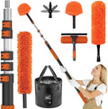 30FT High Reach Duster Cleaning Kit with Extension Pole High Ceiling Fan Cleaner Duster Tool for Fan Blades Window Washing Kit with Microfiber Feather Duster &amp Window Squeegee &amp Bucket