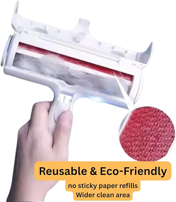 Pet Hair Remover Roller – Reusable Lint Roller for Dog &amp Cat Hair with Self-Cleaning Base – White
