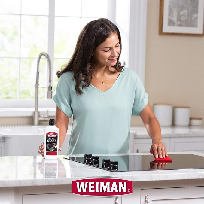 Weiman Glass Cooktop Heavy Duty Cleaner &amp Polish - Shines and Protects Glass/Ceramic Smooth Top Ranges with its Gentle Formula - 15 Oz.