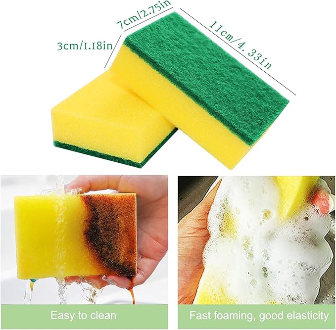 30 Pack Kitchen Sponges Individually Wrapped Non-Scratch Scouring Pads Bulk Scrub Sponges for Cleaning Kitchen and Household Car Dish Sponge for Apartments Hotel